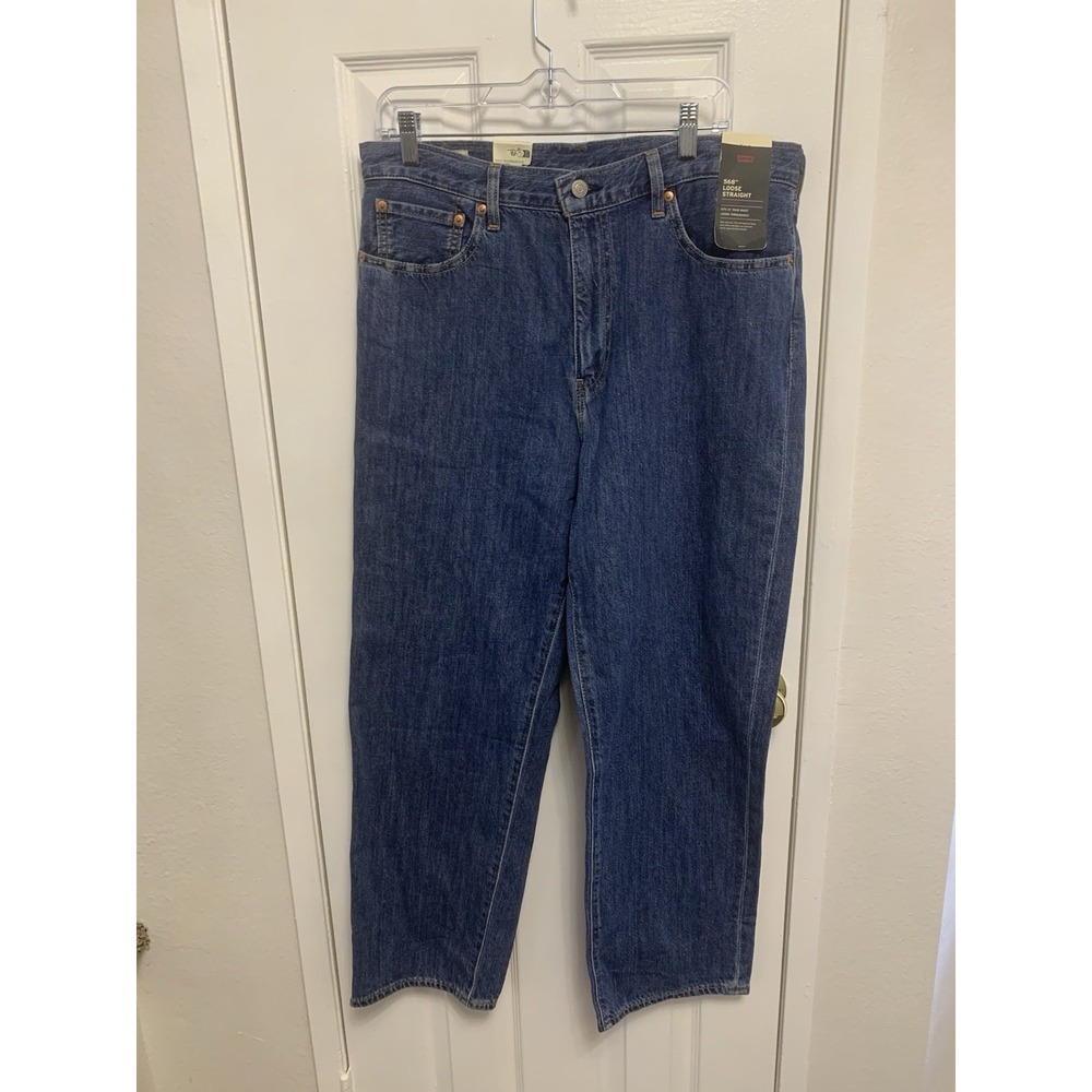 NWT Levis Premium 568 Loose Straight Linen Blend Mens Jeans 33 x 30
